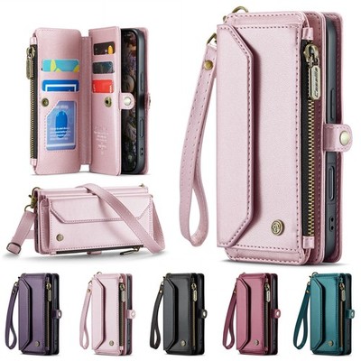 Crossbody PU Leather Card Wallet Case For iPhone 17 Pro Max 16 15 14 13 12 11