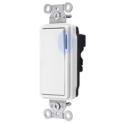 HUBBELL SNAP2101ILWNA IllumWllSwtch,Wht,15 A;Back,Single Pole 31A451