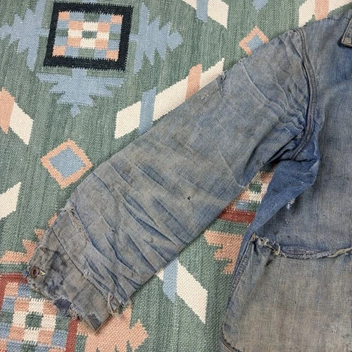 Vintage 1930s WW2 Faded Distressed Thrashed Lined Chore Jacket Workwear XL image 2