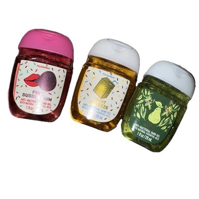 Bath & Body Works Pocketbac Hand Sanitizer Pink Bubble Gum X3 Fruit Squeeze Pear
