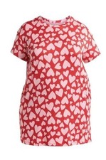 Joyspun Womens Dreamy Soft Sleepshirt Short Sleeve Red Hearts L/XL Pockets Loung