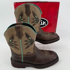 NEW Justin Nettie 8" Cowgirl Boots WOMENS Brown Leather Square Toe Western 7
