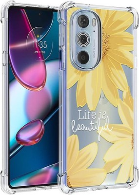 Motorola Edge Plus 2022 Case, Flower Floral Shock-Absorption TPU Rubber Cover
