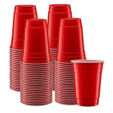 [18 oz. - 100 Count] Disposable Plastic Red Cups, Party Drinking Cups for Eve...