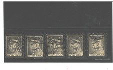 POLAND Scott 287-91. MARSHAL PILSUDSKI MOURNING ISSUE, 1935.   As per Scanned