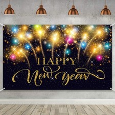 Blulu Happy New Year Party Decoration Supplies, 185 x 110 cm, Multicolor