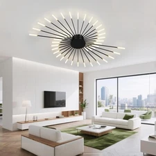 Modern LED Ceiling Light,42Heads,Black,Creative Fireworks Design Chandelier