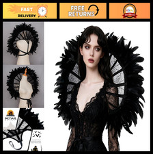 Gothic Lace Victorian Collar with Feathers - Women's Halloween Vampire Costume A