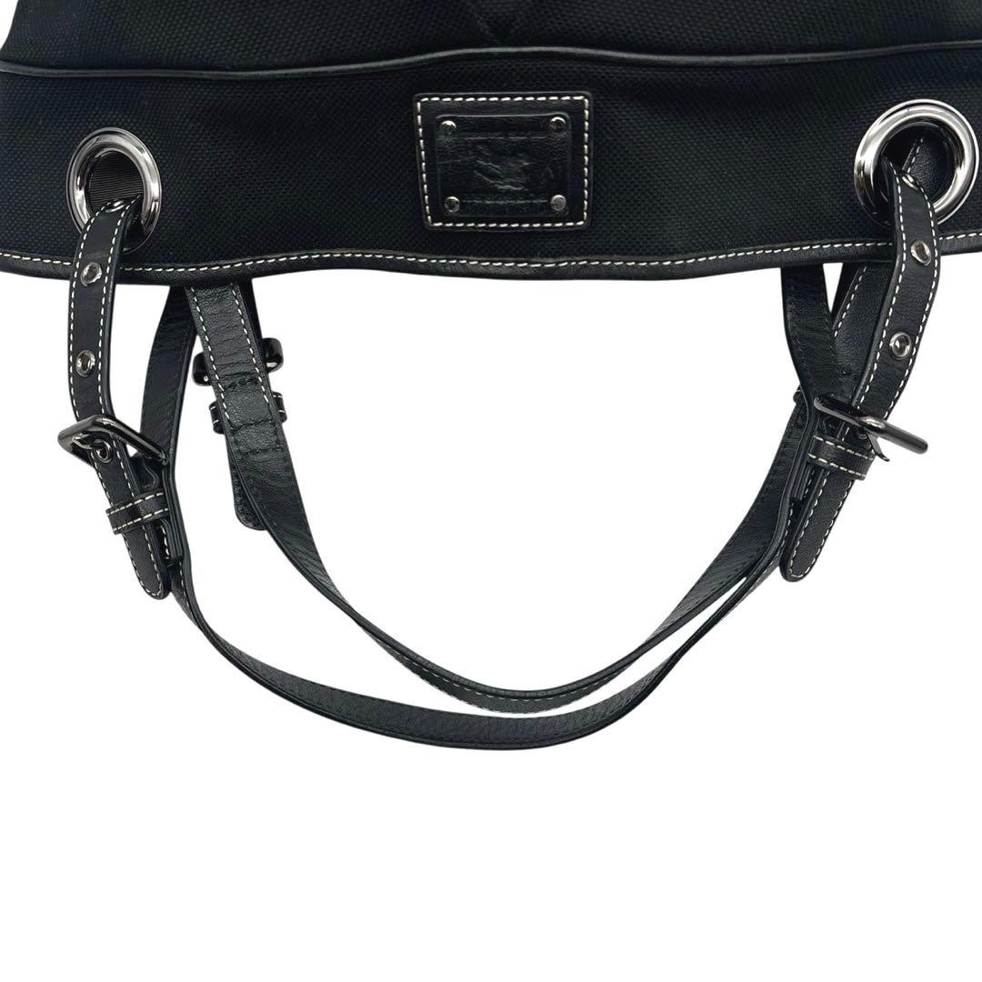 Burberry Blue Label Nova Check Tote Bag Black Canvas Leather Horse Logo New thumbnail 22
