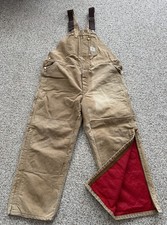 Vintage Carhartt Double Knee Bib Overalls Sz 44x29* 6FBQZ Quilt Lined USA Made