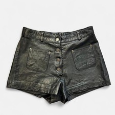 Vintage 90s Leather king Leather Micro Shorts Small Glam Rock Biker babe Gothic
