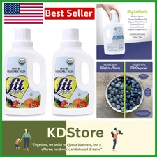 Organic Fruit & Veg Clean 2-Pack - Tasteless, Chemical-Free, USDA & Kosher