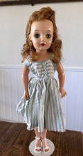 VINTAGE 1950'S IDEAL MISS REVLON 18" DOLL MOVEABLE Blue Striped Dress