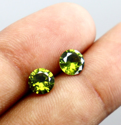 2 Pcs Green SAPPHIRE 2 Ct AAA+ Natural CERTIFIED Loose Gemstone Round Shape