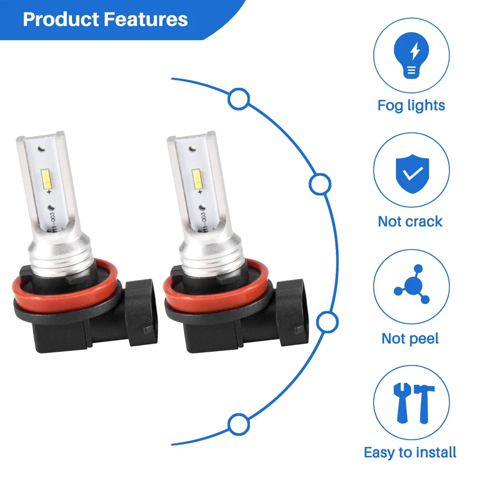 H8 H11 H16 Led Fog Light Bulb, H16 Led Fog Lamp High  Csp-Y11, Cool White6066 - Image 2 of 4