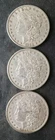 Lot of Three 1880 $1 Morgan Silver Dollars