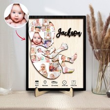 Targa in legno neonato personalizzata, dettagli nascita neonato, festa della mamma