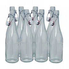 Swing Top Bottles 750ml Clear Glass - Box Of 8 - For Water, Oil, Elderflower