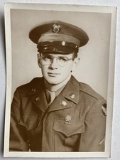 Vintage Photograph Portrait U S Soldier In Military Uniform WWII Era  ks3