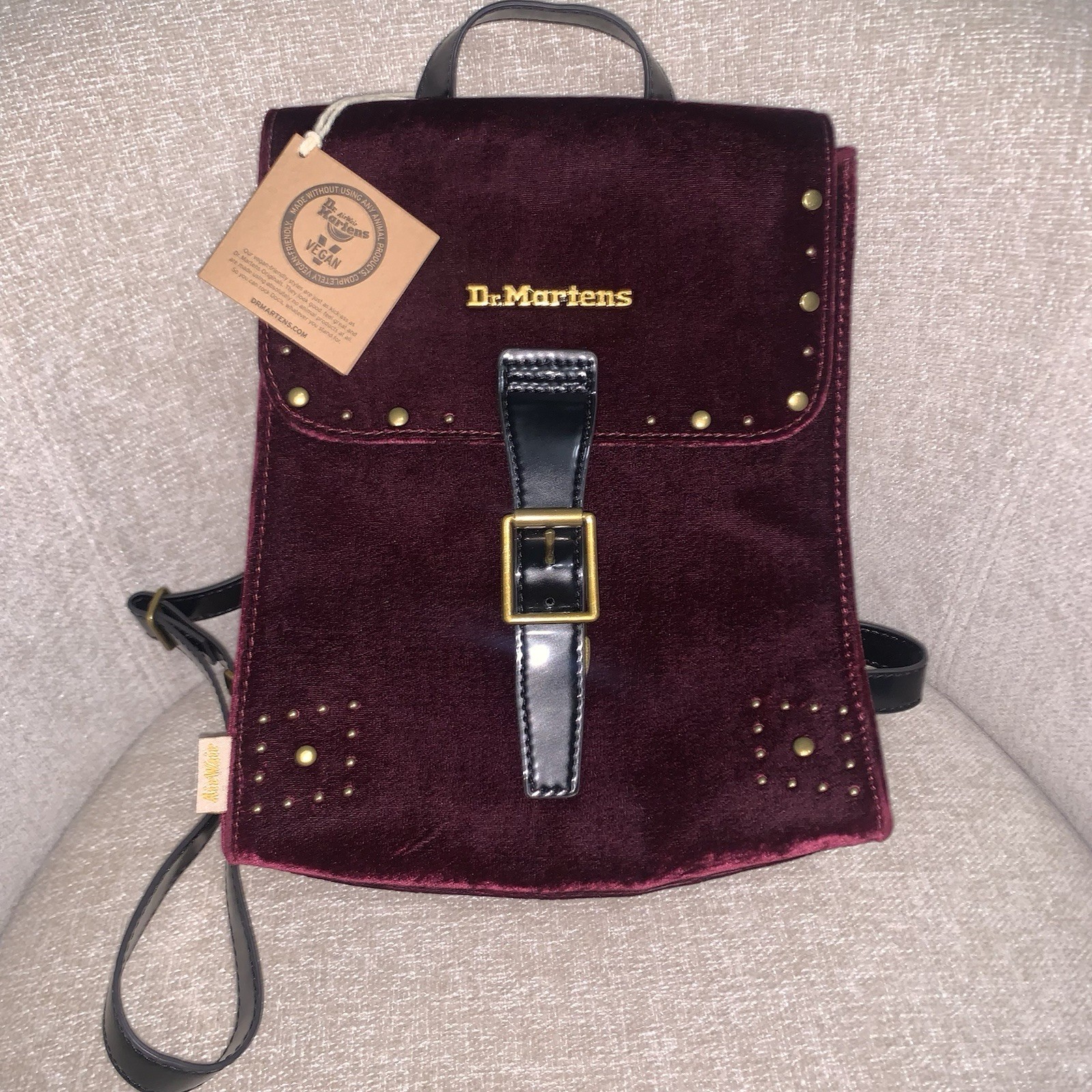 Dr. Martens Velour Backpack Red Black Mini Daypack New with Tags image 4