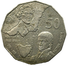 Elizabeth II / Bass Flinders Discovery 50 Cents 1998 AUSTRALIA (551K)