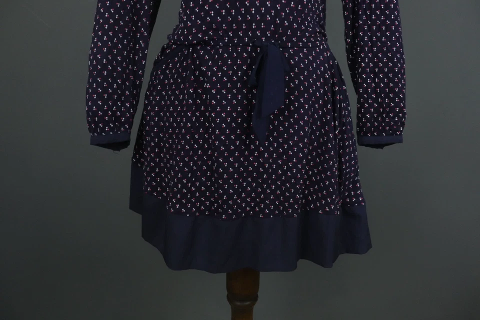 Vestido túnica JUICY COUTURE azul marino a lunares viscosa manga larga botón delantero talla S Foto 4 de 4