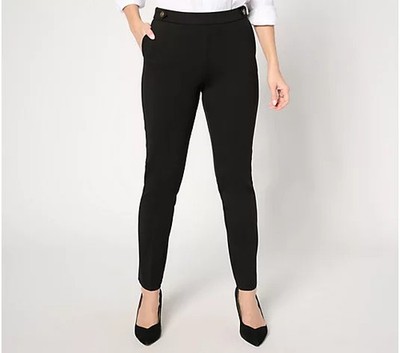 Pantalon Jambe Droite Susan Graver Petite Smart Ponte – Taille PXL (Noir) A64307
