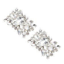 2 St&uuml;ck Strass Schuhschnalle f&uuml;r Damen, 6 x 4 cm, silberfarben Ton