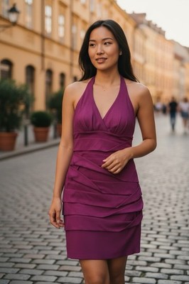 NWT VTG Y2K 2000s Magenta Snakeskin Bandage Bodycon Halter Dress Party Club  - M | eBay