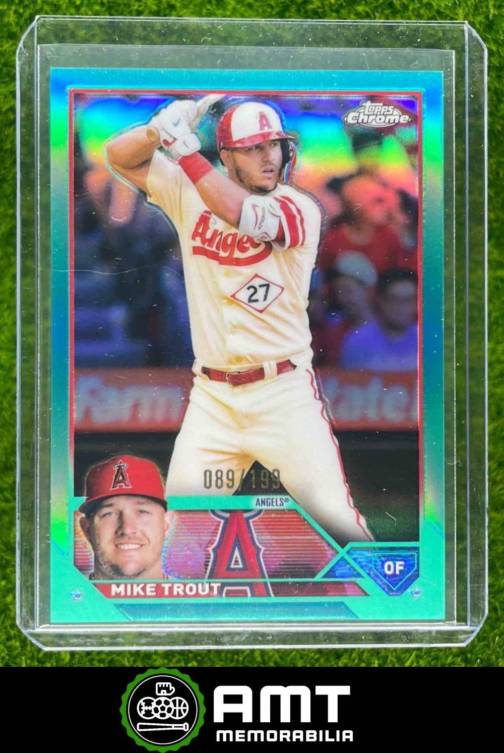 Mike Trout 2023 Topps Chrome Aqua Refractor 89/199 Los Angeles Angels #27