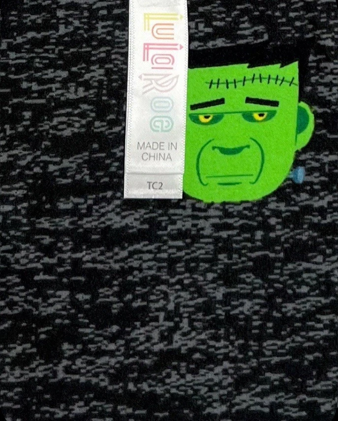 Leggings LuLaRoe TC2 Alto Curvilíneo 2 Divertidos NEGROS Mancha FRANKENSTEIN HALLOWEEN Monstruo Foto 4 de 4