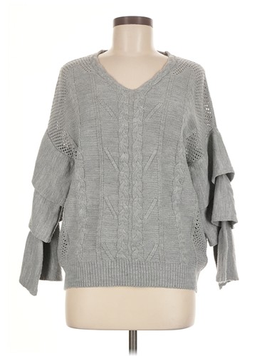 Tea & Cup Women Gray Pullover Sweater M