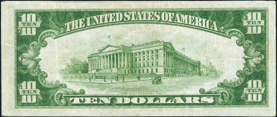FR. 2002 J $10 1928-B Federal Reserve Note Kansas City J-A Block LGS XF - Tear - Image 3 of 3