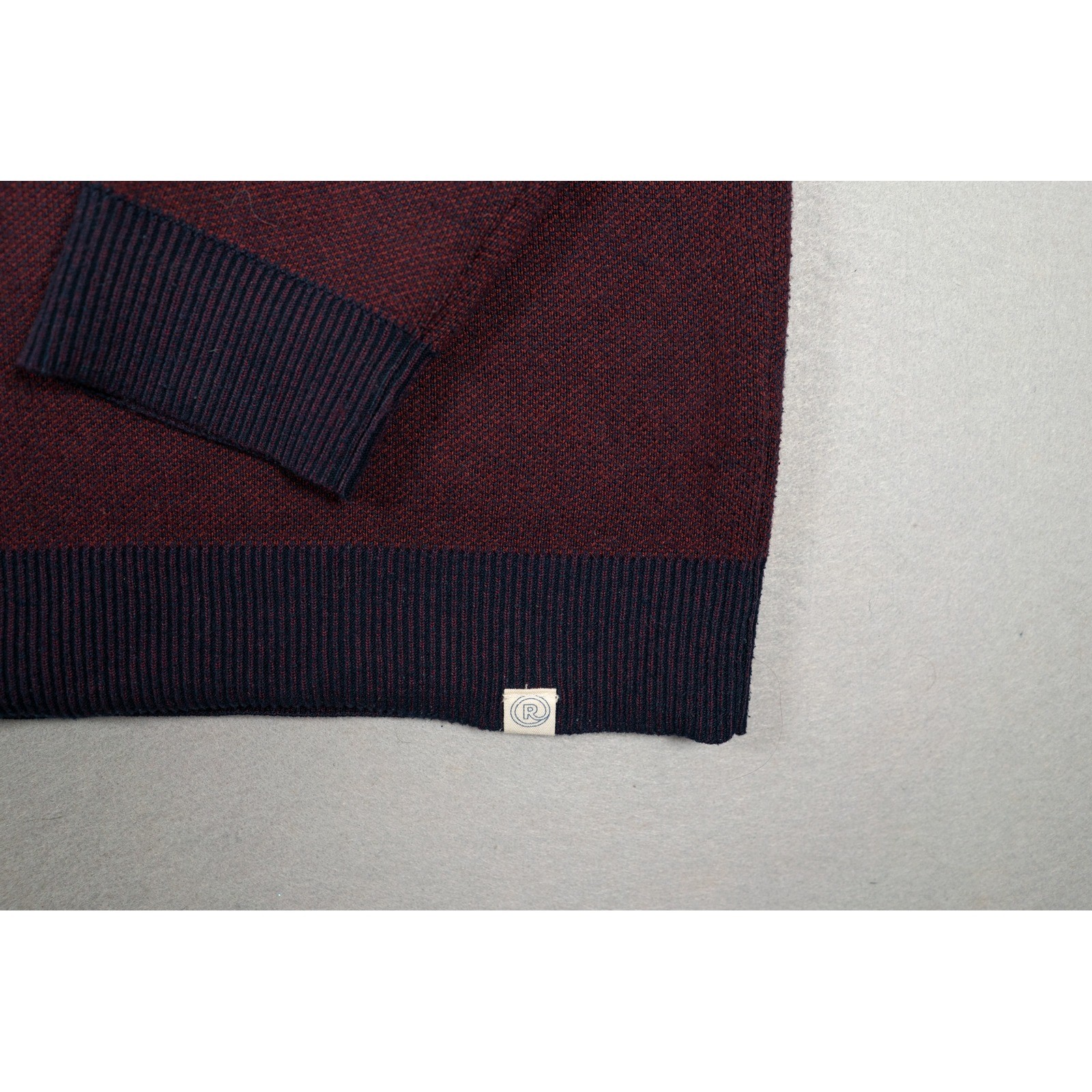 Marine Layer Mens Re-Spun Quarter Zip Sweater Textured Cotton Blend Maroon S image 2