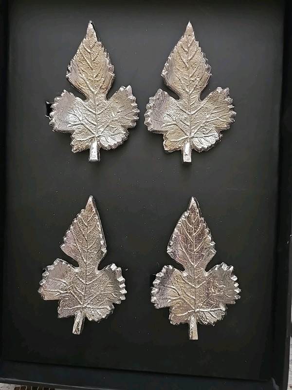 8 Tahari Home Silver Tone Maple Leaf Napkin Rings Set of 2 New Fall Thanksgiving