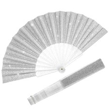 Glitter Folding Hand Fans for Women Foldable Handheld Clack Fans for line dan...