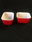 Pyrex 501 Red Refrigerator Dish - Vintage Mid Century Kitchen Glass (no lids)
