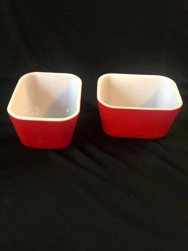 Pyrex 501 Red Refrigerator Dish - Vintage Mid Century Kitchen Glass (no lids)