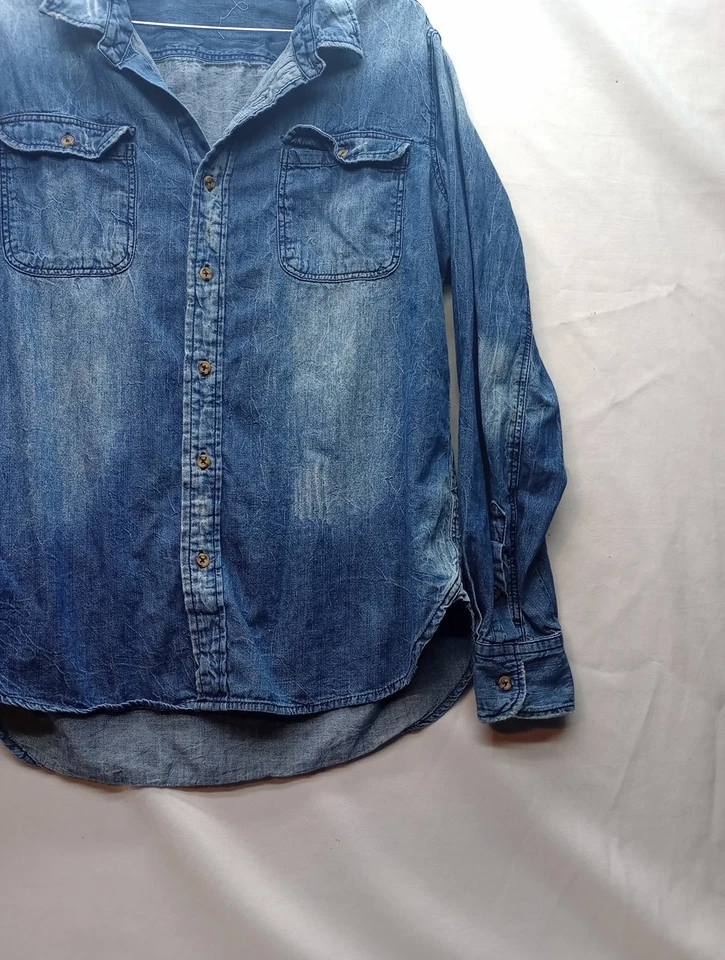 Camisa vaquera azul asfalto para mujer azul denim talla XL bolsillos abotonados  Foto 4 de 4