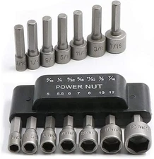 14Pcs Power Nut Driver Drill Bit Set, 1/4” Hex Socket Adapter Bolt One Size 