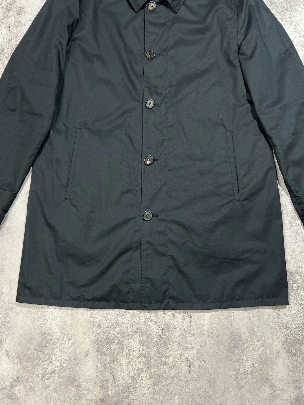 ⁠VTG Calvin Klein Collection Italy Reversible Coat Jacket Mens L 50 Dark Navy⁠ image 2
