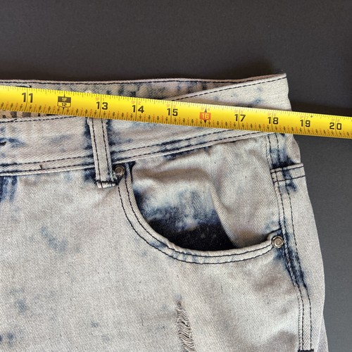 True Rock Jeans Mens 36x31 Blue Distressed Patched Acid Wash Straight Moto - Picture 7 of 13