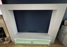 White Gloss Tv Stand 65inch Tv Unit with Led Lights High Gloss