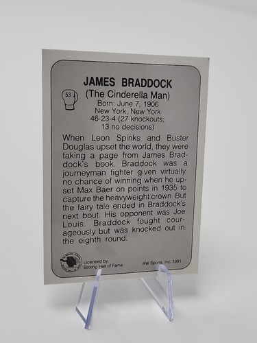 James Braddock "The Cinderella Man" 1991 Aw Sports Boxing Card #53, Hall Of Fame - Picture 7 of 11