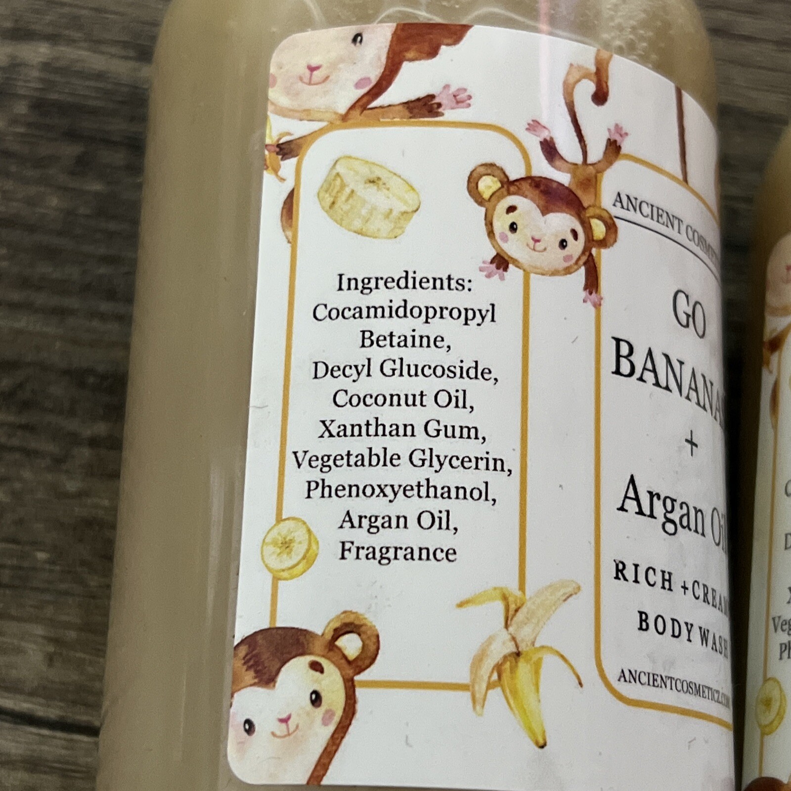 2 Ancient Cosmetics GO BANANAS + Argan Oil Rich + Creamy Body Wash