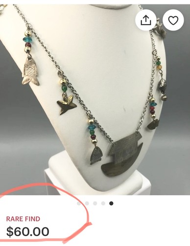 ✝️ Arca de Noé Dije Collar Cuentas Latón Folclórico Primitivo Colgante 31” - Imagen 2 de 12