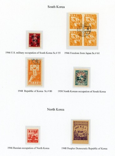 FIRST ISSUES OF THE WORLD KOREA COLLECTION ON PAGE SCV$ 180.00 AS SHOWN