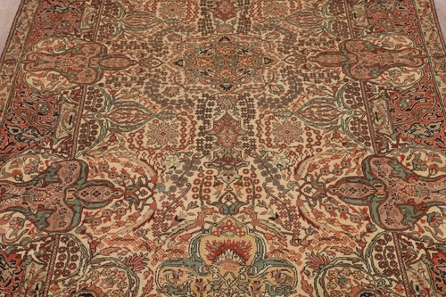 Vintage Ivory/ Rust Floral Anatolian Turkish Rug 7x10 Handmade Room Size Rug - Picture 4 of 20