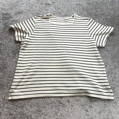 Unbranded Shirt Womens 26/28W Plus White Black Striped Short Sleeve Square Neck
