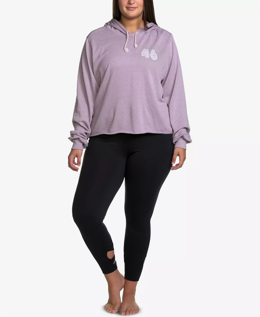 Soffe Curves Plus Size Raw Hem Cropped Hoodie Sweatshirt 3X Chalk
